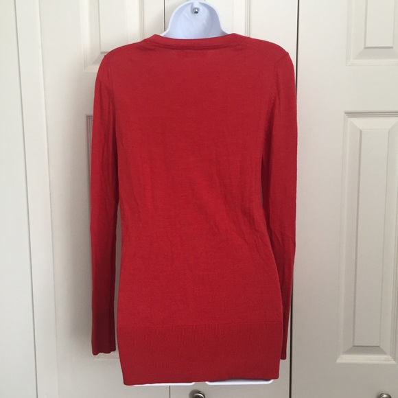Calvin Klein | Red 100% Merino Wool V-neck Sweater - Picture 3 of 6